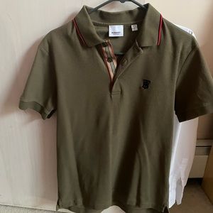 Burberry olive green polo